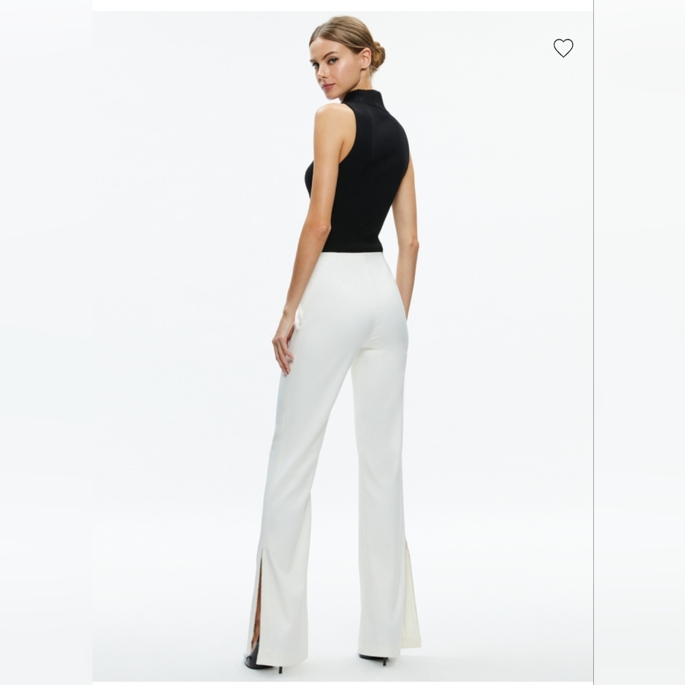Alice + Olivia Lara Rhinestone Wide Leg Side Slits Pant SIZE 8 - Picture 5 of 13